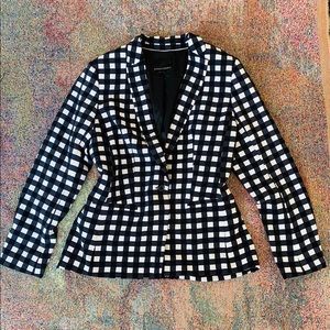 Gingham plaid print banana republic blazer jacket